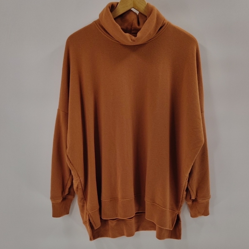 Aerie Pullover Sweatshirt Size Medium Oversized Relaxed Fit Brown Turtleneck
